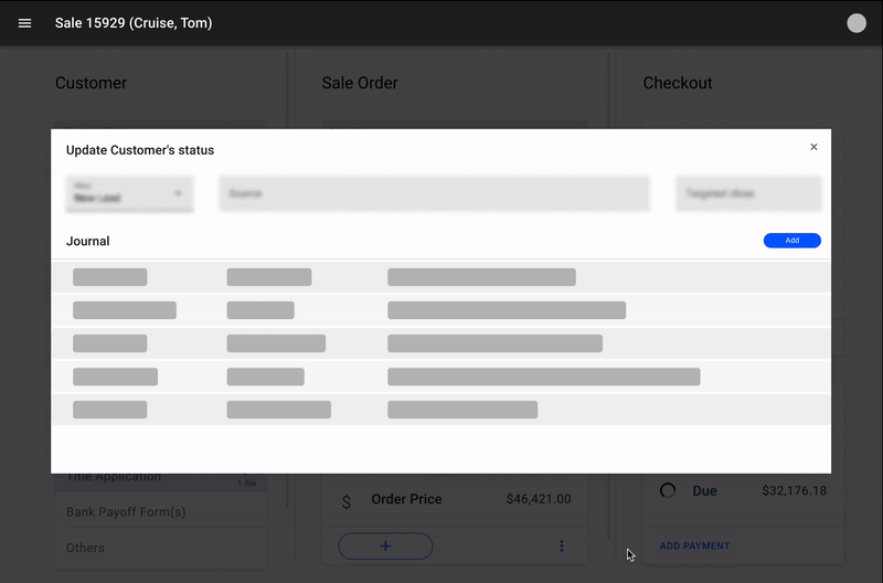 Animation of the option 2 of the interaction in modal