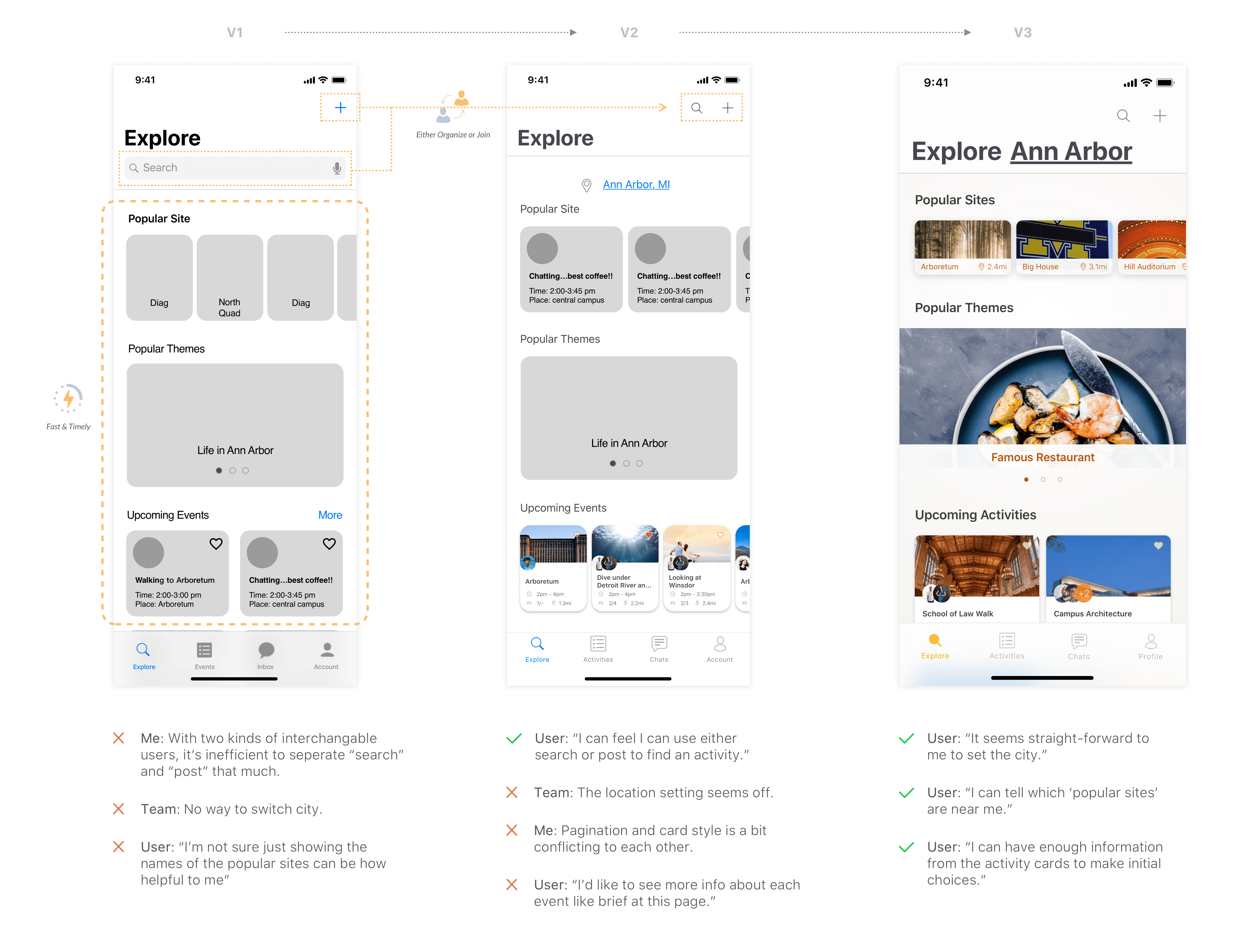iterations on Explore Page